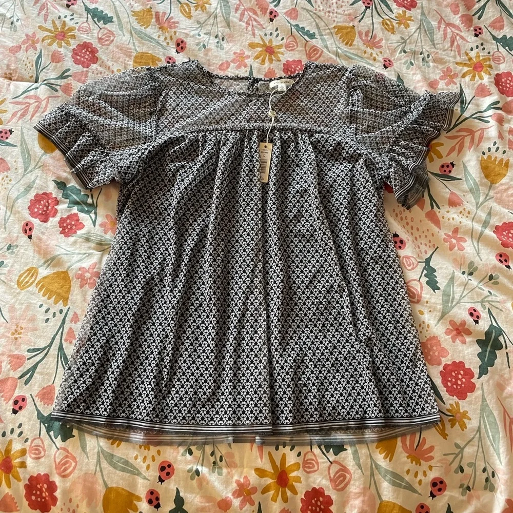 Max Studio Sheer Top Fluttery blouse. Women’s L NWT - Picture 4 of 7